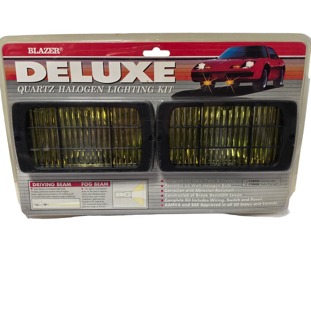 Blazer Deluxe Quartz Halogen Amber Fog Light Kit C1045K 55W Lexan Lens New*